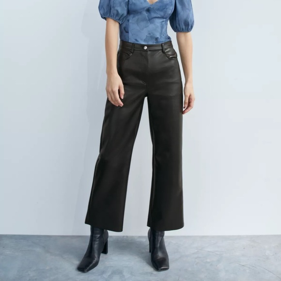 Aritzia Wilfred Wide Leg Melina Leather Pants - Picture 3 of 7